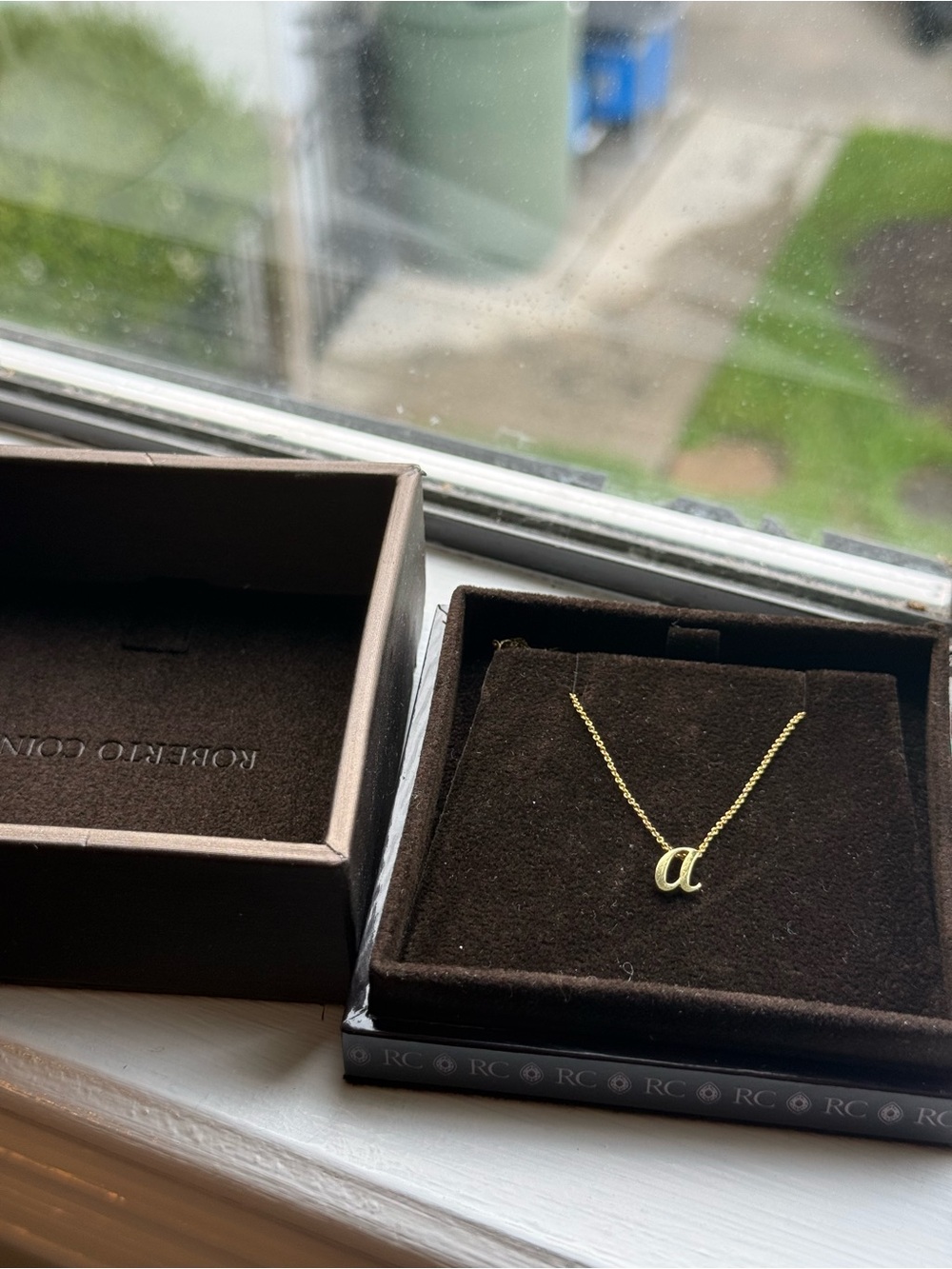 Roberto Coin Yellow 18k Gold Script Initial A Necklace